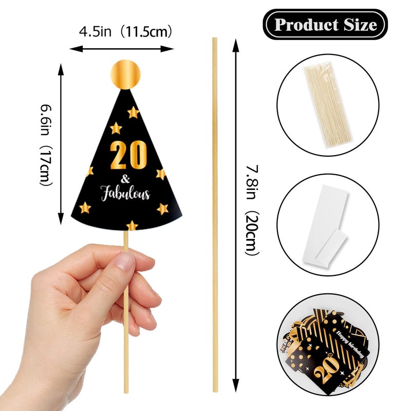 LINGTEER Happy 20th Birthday Party Photo Booth Props,Cheers to 20th Birthday Twenty Years Old Bday Party Centerpieces Props Decorations Sign. - Image 2
